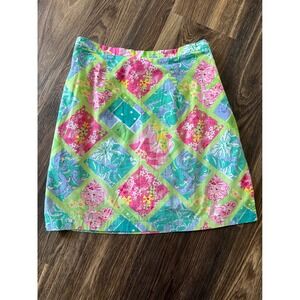 Cathy Daniels Lilly P inspired Skort Colorful Patchwork A-Line Mini Skirt Size 8